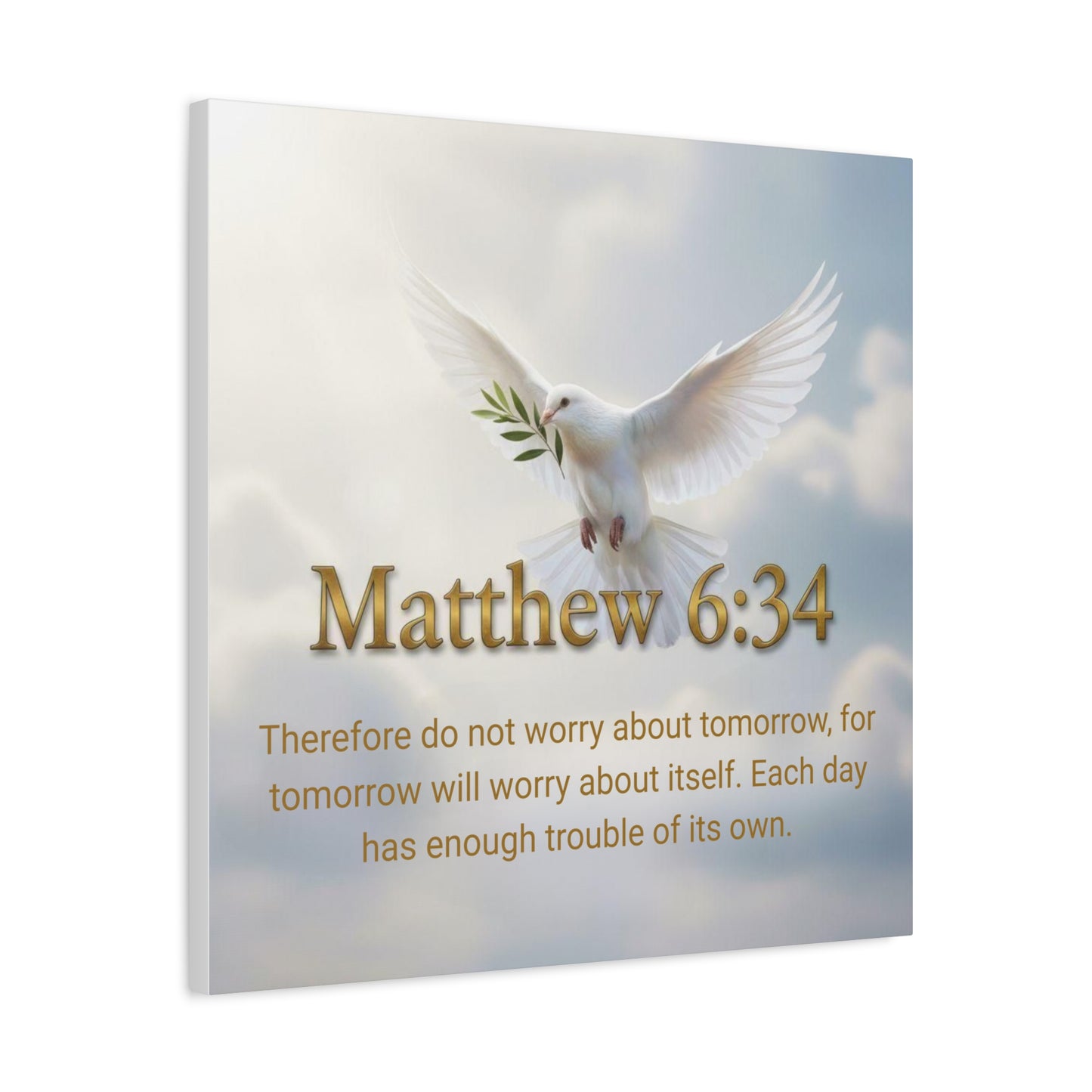 Inspirational Wall Art, Matthew 6:34 Canvas Print, Uplifting Home Decoration, Motivational Gift
