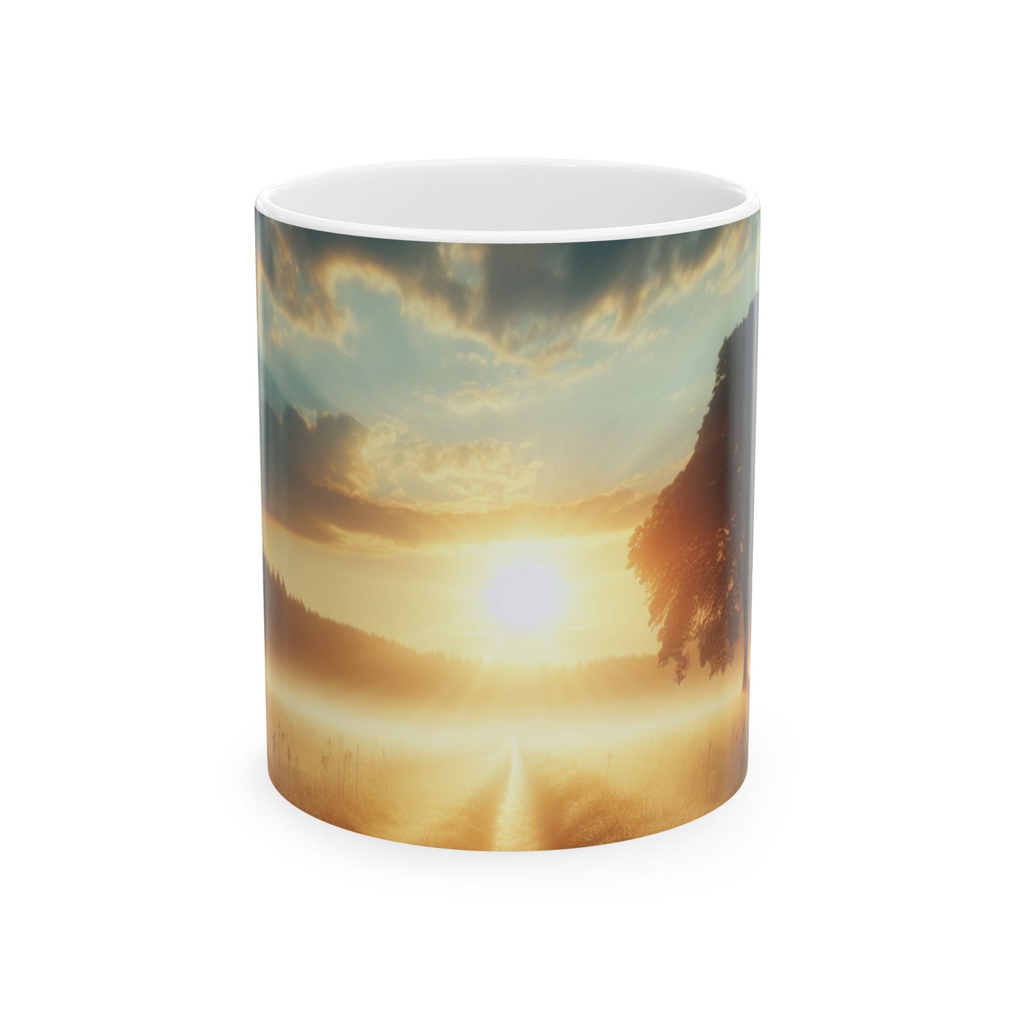 Sunrise Landscape Ceramic Mug – Morning Sun Scenic Coffee Cup (11oz, 15oz)