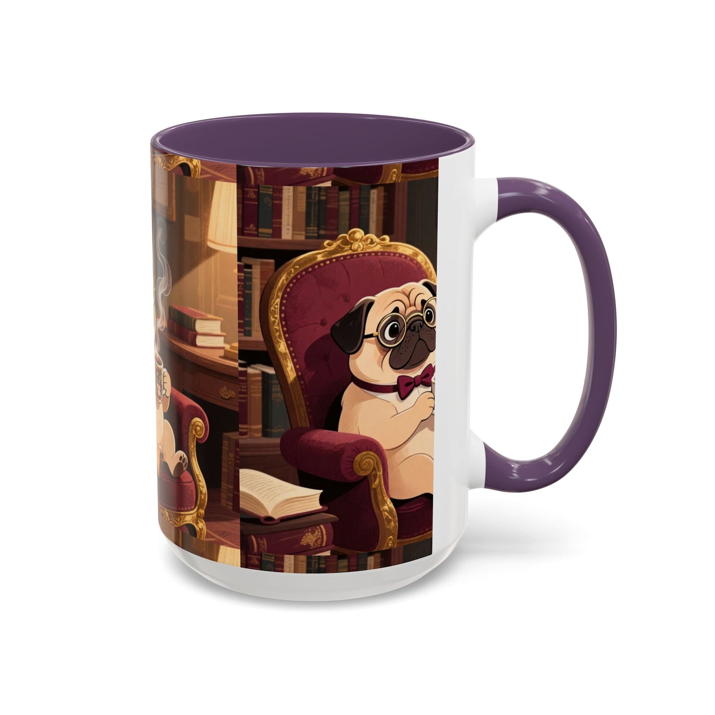 Pug in Armchair Coffee Mug — Cozy Literary Tea & Coffee Cup (11/15oz)