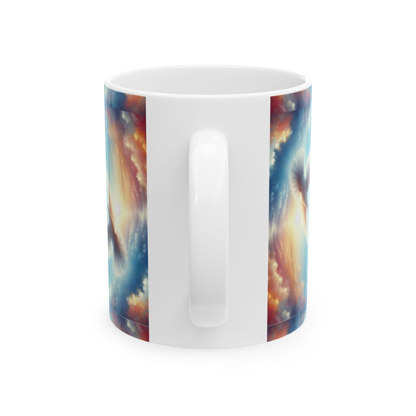 Dove in Sunrise Sky Ceramic Mug — Inspirational Faith & Sympathy Gift (11oz & 15oz)