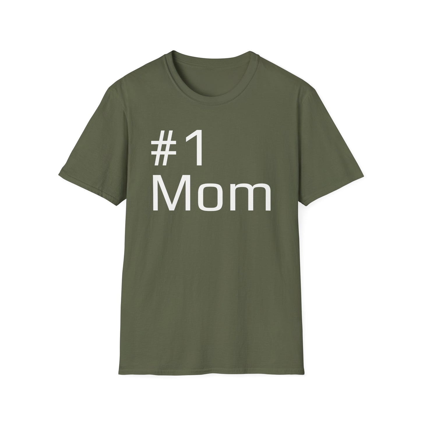 #1 Mom Unisex Softstyle T-Shirt — Military Green & Dark Hues, Mother's Day Gift (S–3XL)