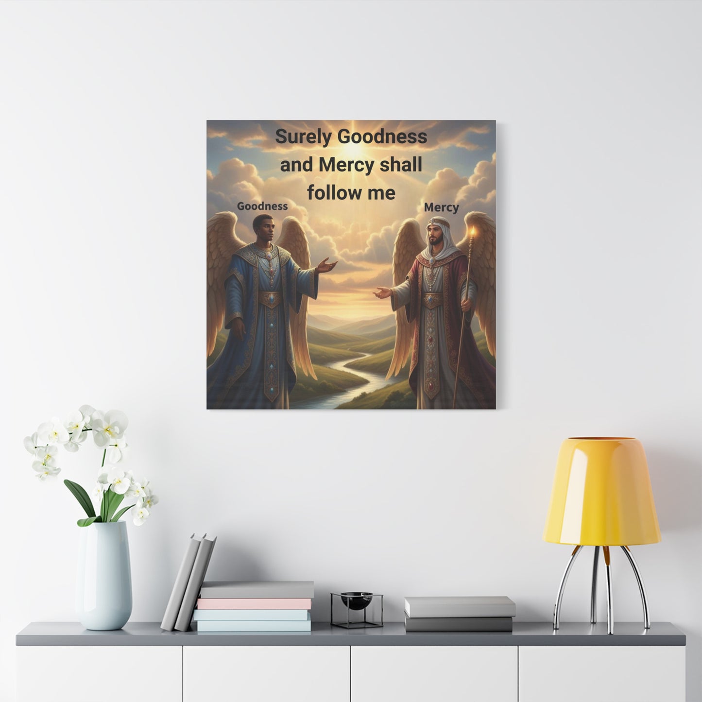 Godly Angels Blessing Canvas Print — Motivational Spiritual Wall Art, Religious Home Decor Gift
