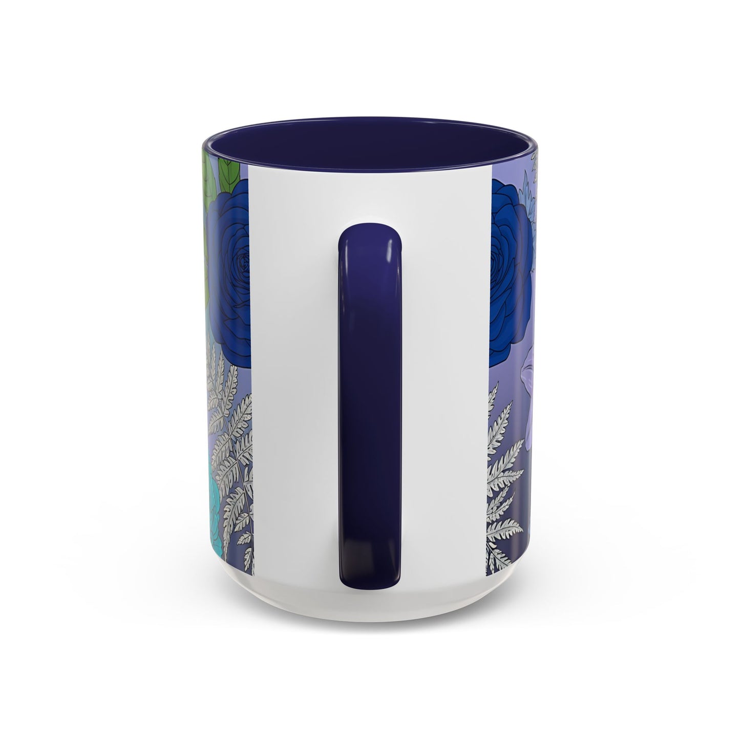 Floral Hydrangea Accent Coffee Mug — Teal & Lavender Botanical Drinkware