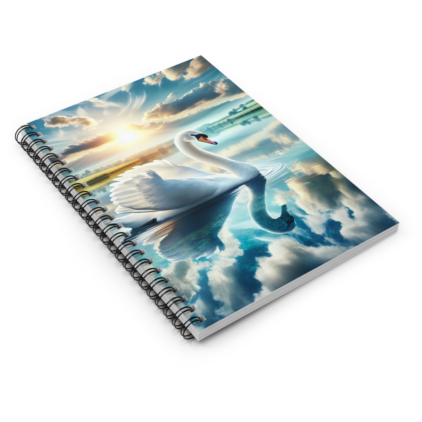 Ethereal Swan Spiral Notebook - Inspiring Ruled Lines for Dreamers