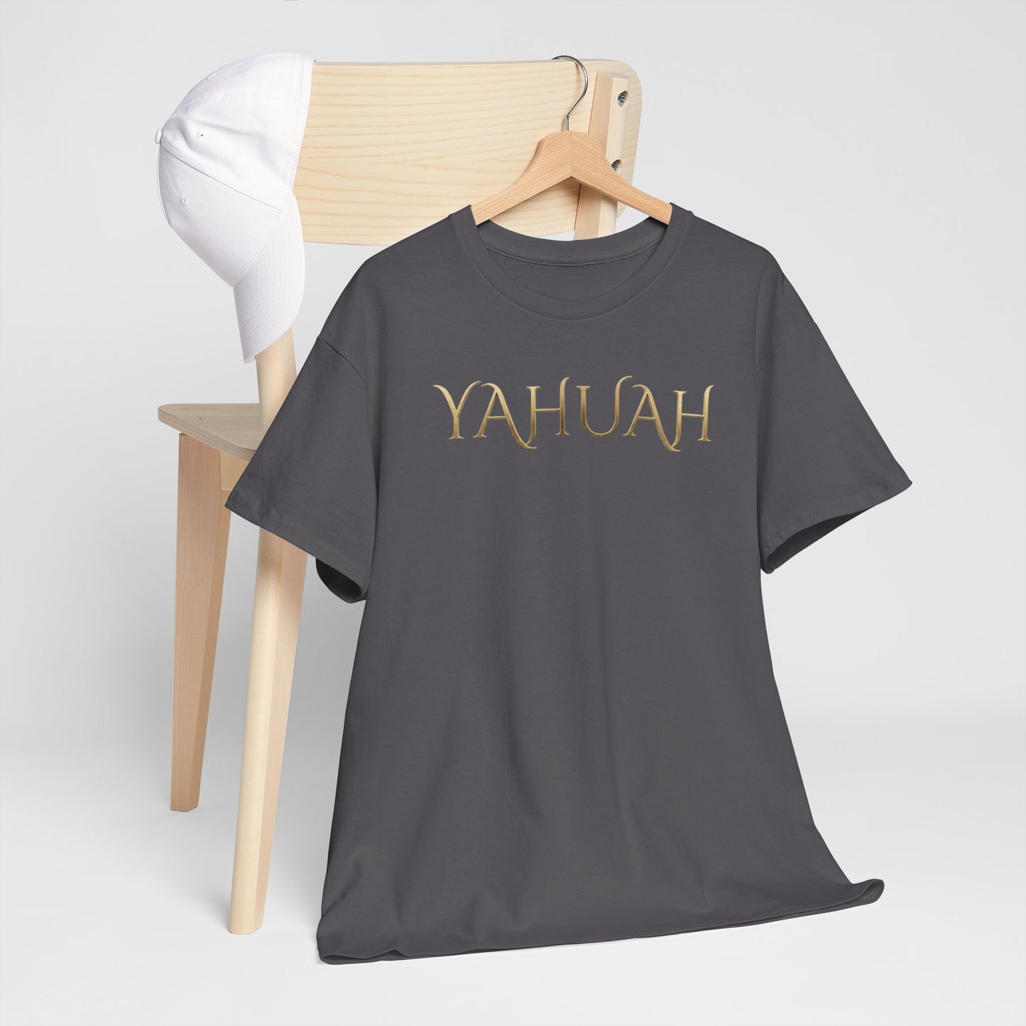 Yahuah Script Tee Gold Lettering Faith T-Shirt