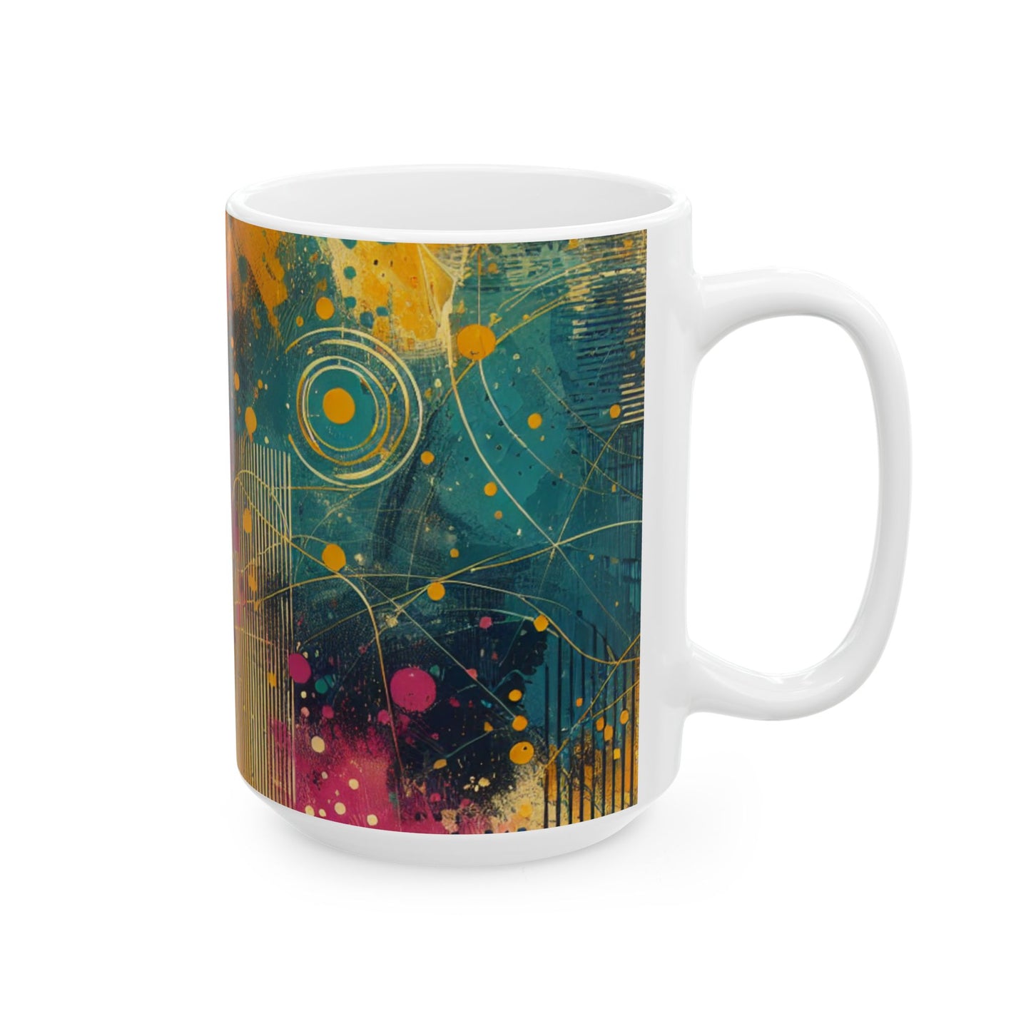 Vibrant Abstract Ceramic Mug - 11oz & 15oz, Perfect for Coffee Lovers