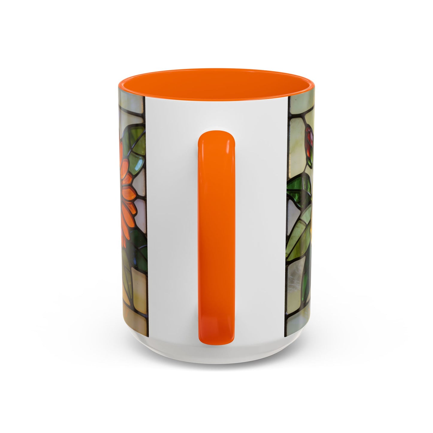 Floral Stained Glass Accent Coffee Mug – Hibiscus & Sunflower Design (11/15oz)