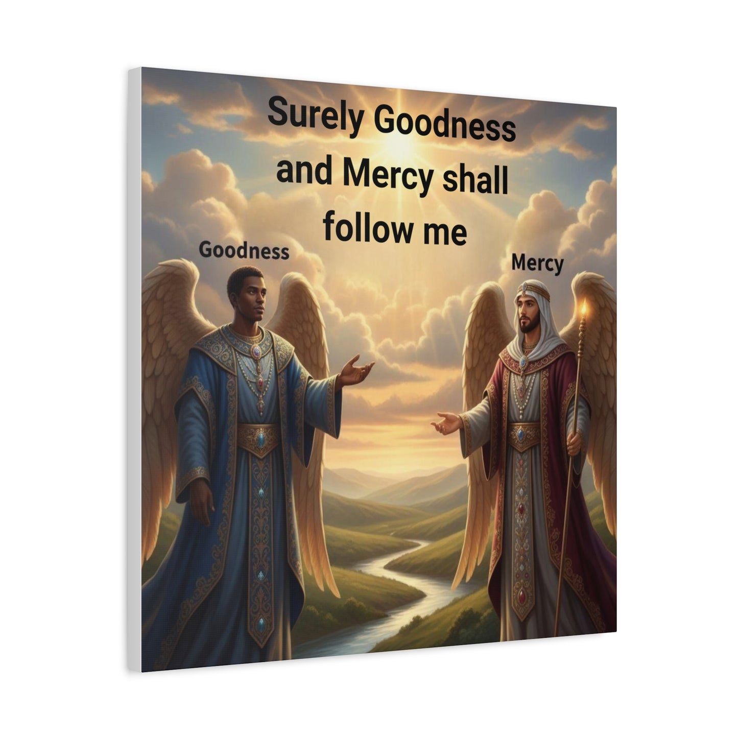 Godly Angels Blessing Canvas Print — Motivational Spiritual Wall Art, Religious Home Decor Gift