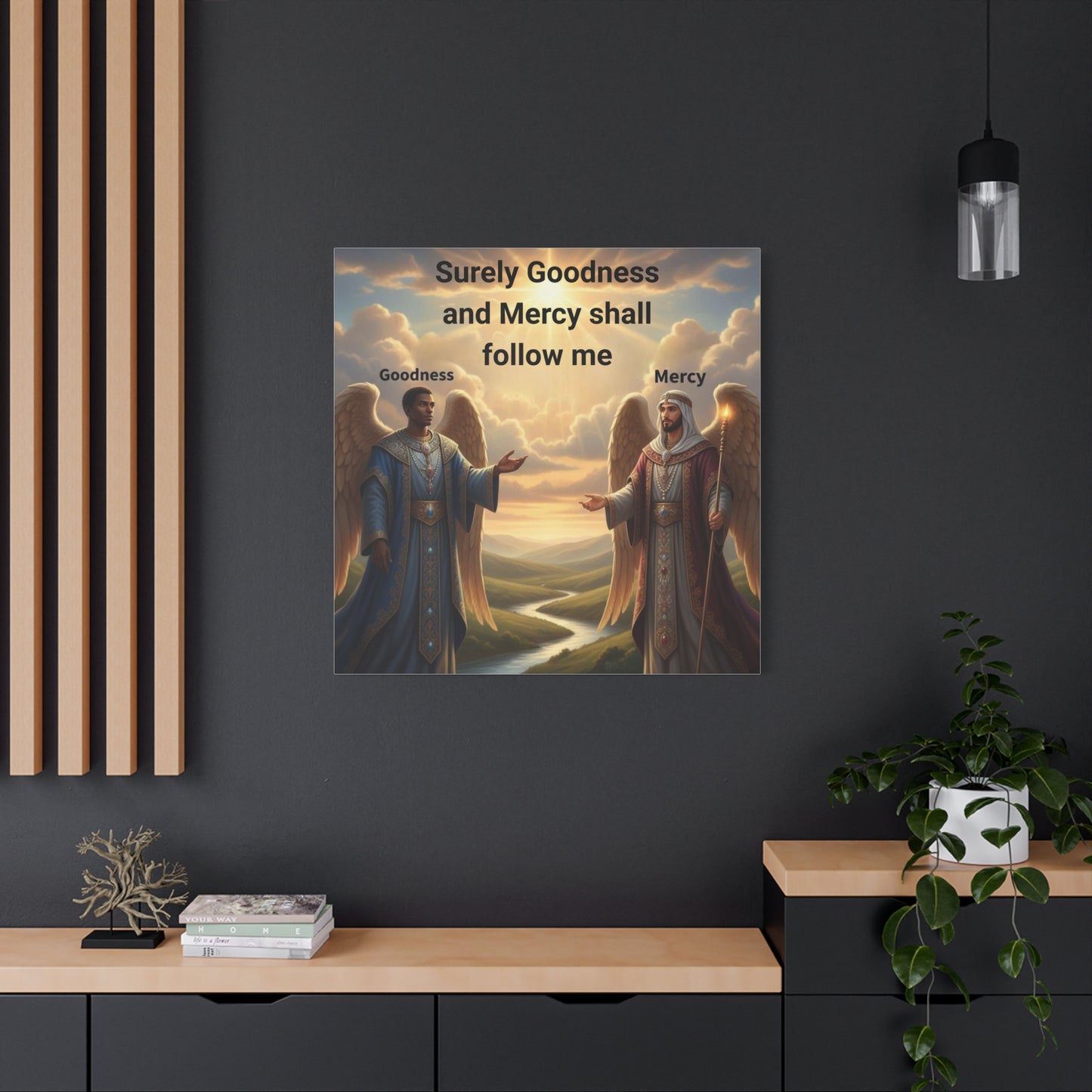Godly Angels Blessing Canvas Print — Motivational Spiritual Wall Art, Religious Home Decor Gift