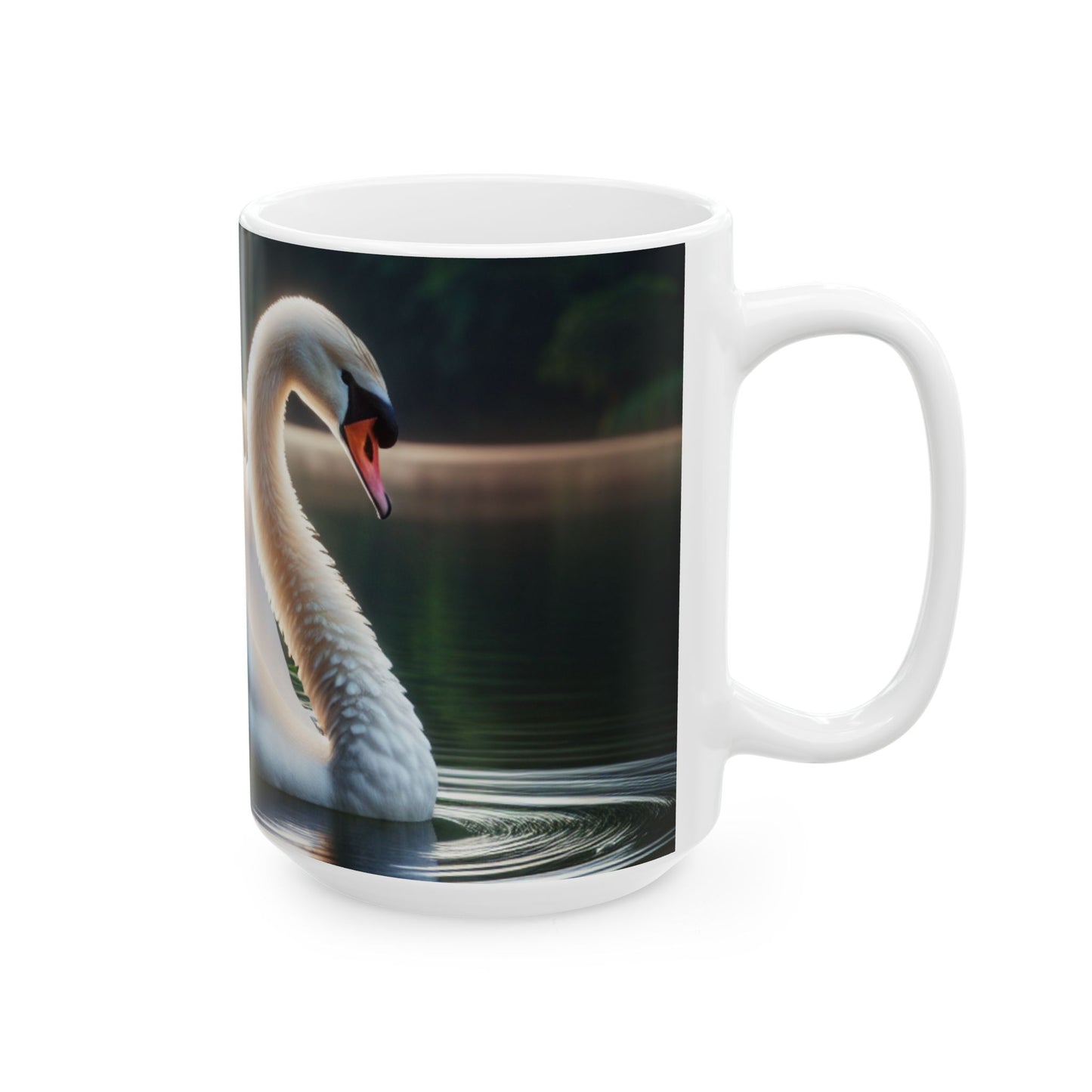 Swan Serenity Ceramic Mug — Peaceful Lake Morning Coffee Cup (11oz/15oz)