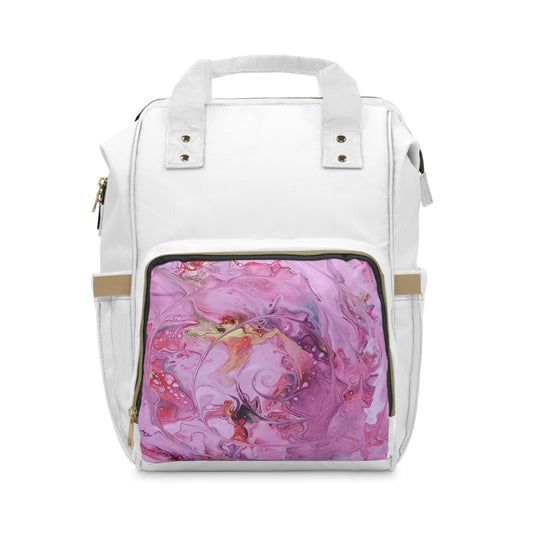 Acrylic Pour Painting Multifunctional Diaper Backpack - Pink and Pretty Design, Baby Bag, Nursery Organizer, Mom Gift, Diaper Tote, Baby