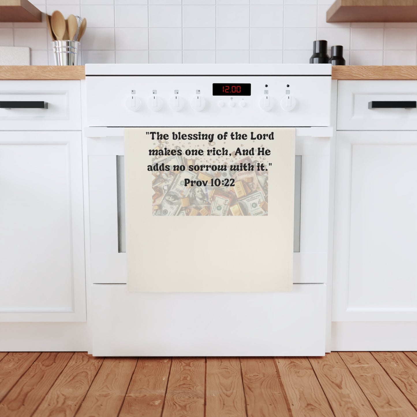 Inspirational Cotton Tea Towel - Blessing of the Lord Design