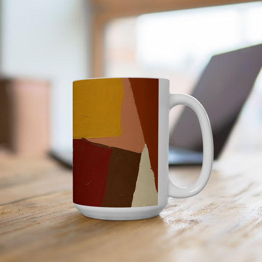 Abstract Earth Tones Mug — Modern Boho Ceramic Coffee Cup (11oz, 15oz)