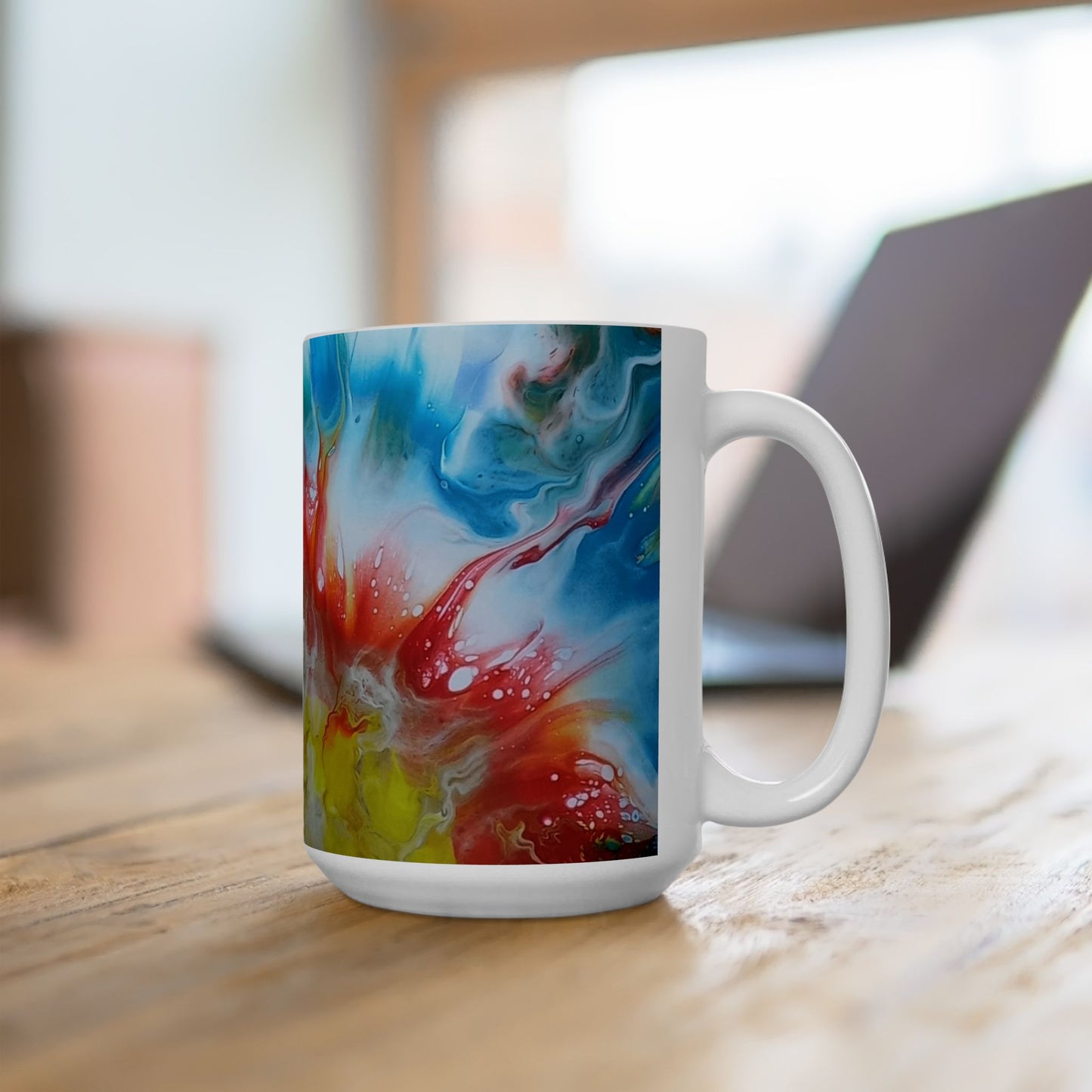 "The First Sunset" -  Earth Ceramic Mug - Acrylic Pouring Art Coffee Cup, 11oz, 15oz