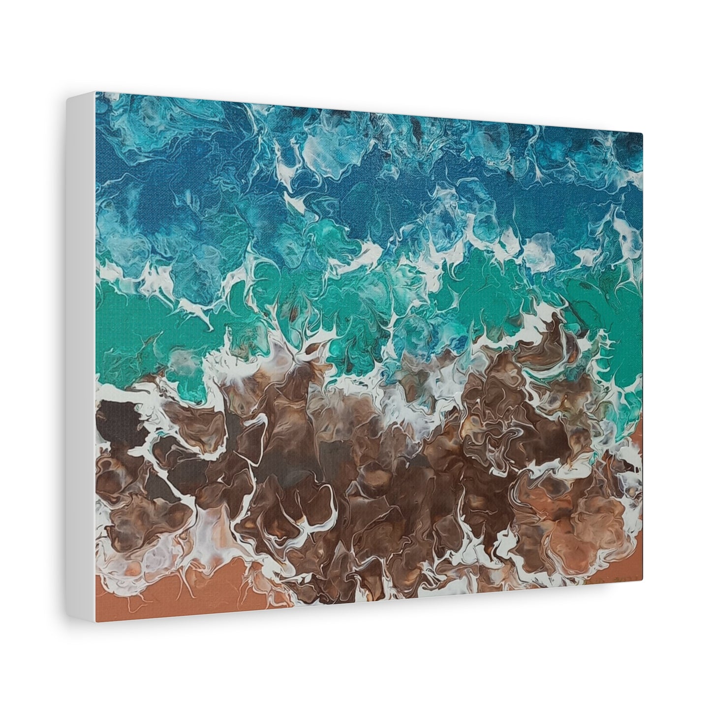 Abstract Ocean Waves Canvas Art - Stretched Matte Print