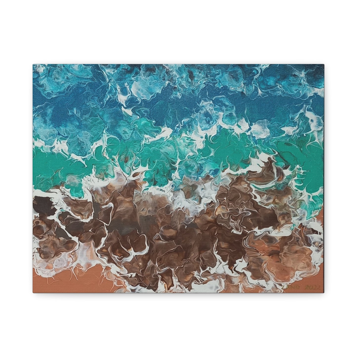 Abstract Ocean Waves Canvas Art - Stretched Matte Print
