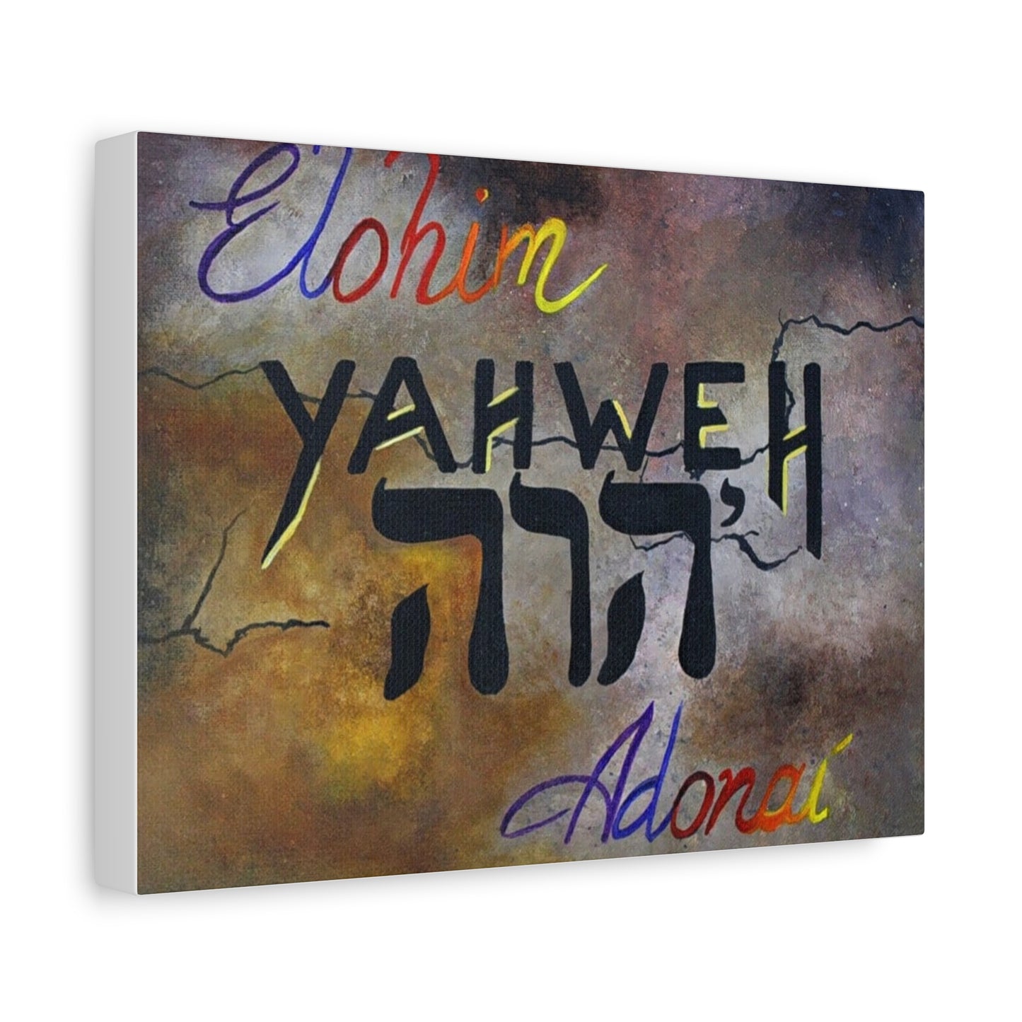 Inspirational Christian Wall Art - Yahweh, Elohim, Adonai Design
