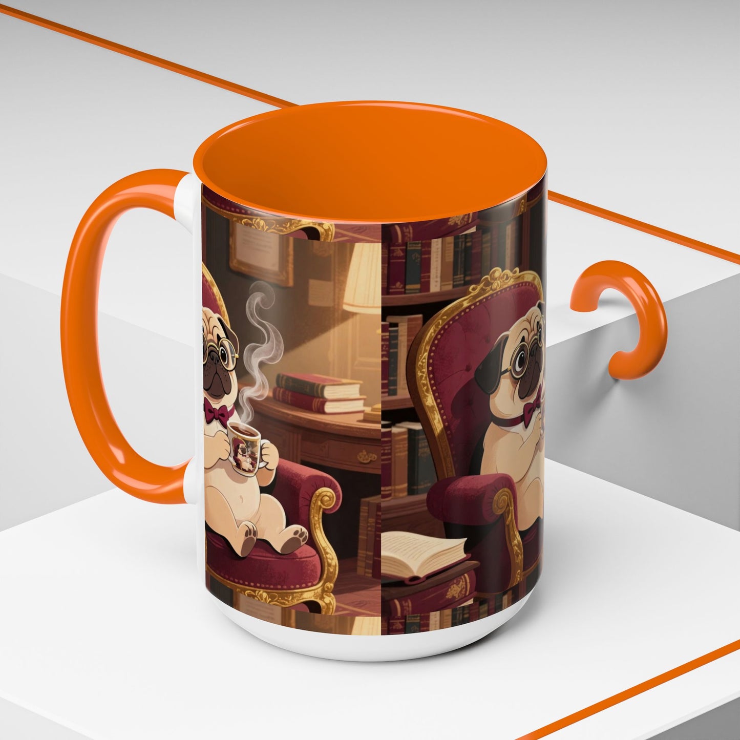 Pug in Armchair Coffee Mug — Cozy Literary Tea & Coffee Cup (11/15oz)
