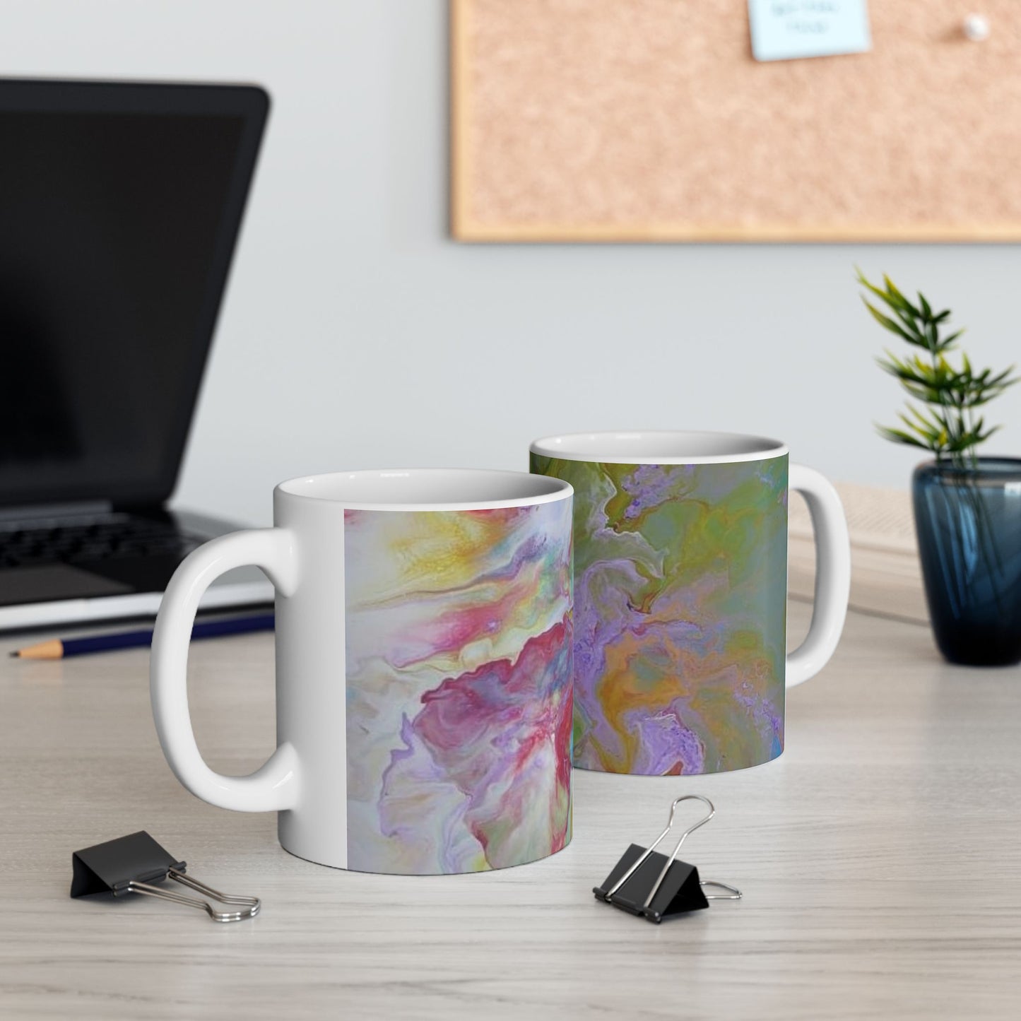 Acrylic pour design - Colorful Abstract Ceramic Mug - 11oz, Perfect for Hot Chocolate & Coffee Lovers