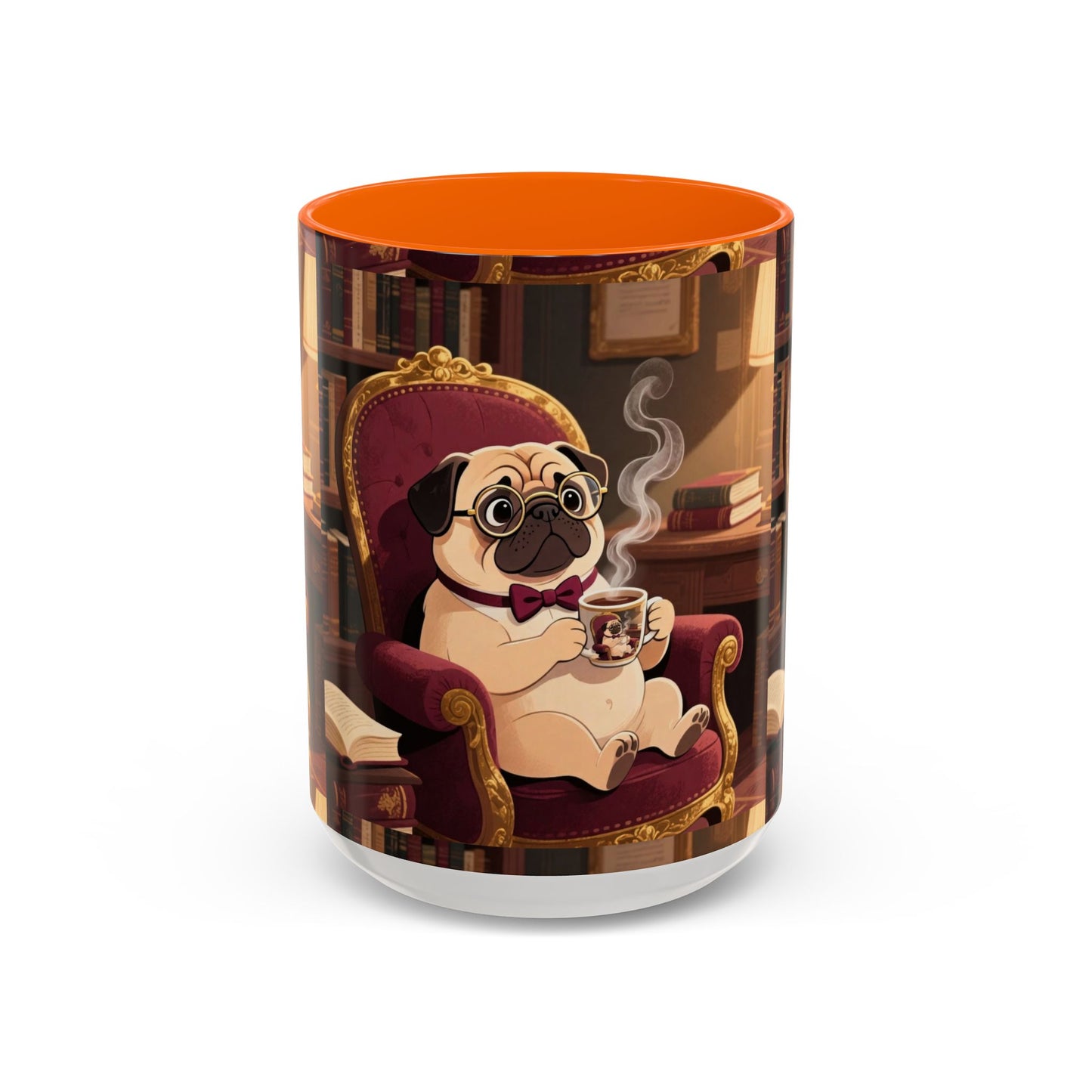 Pug in Armchair Coffee Mug — Cozy Literary Tea & Coffee Cup (11/15oz)
