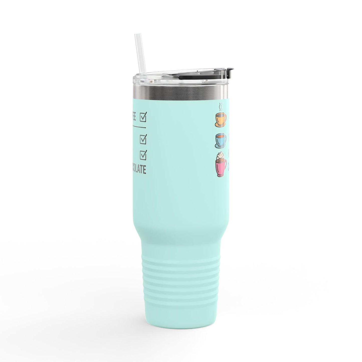 40oz Insulated Travel Mug - Coffee, Tea, Hot Chocolate Checklist - What is your favorite?