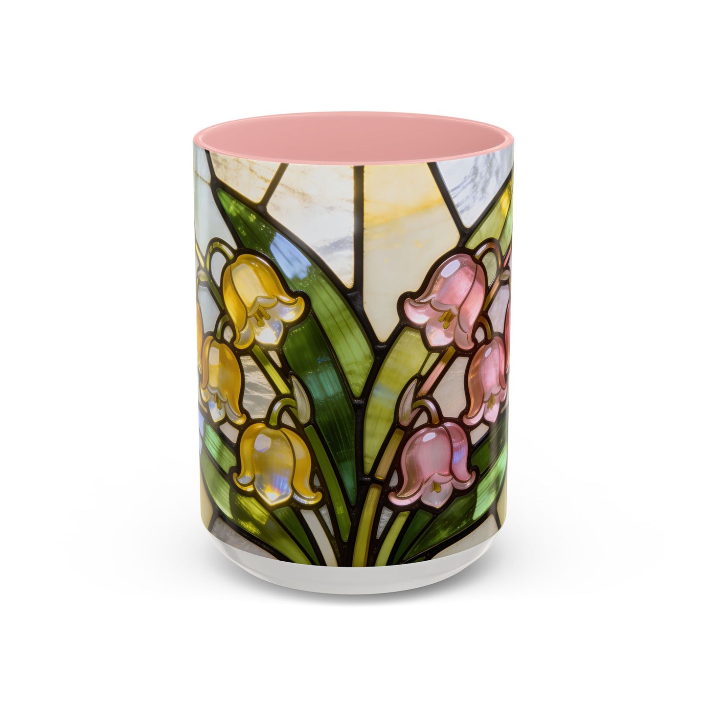Stained Glass Lily of the Valley Accent Coffee Mug — Floral 11/15oz Gift