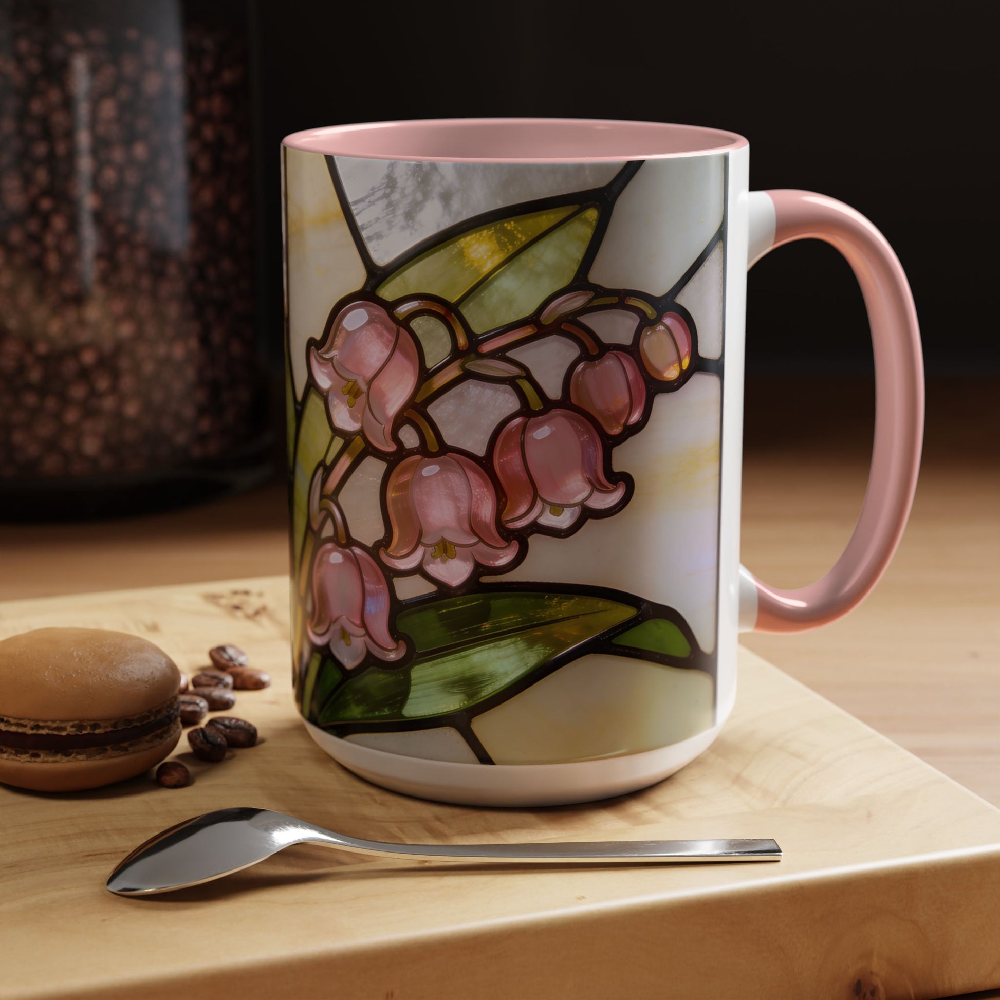 Stained Glass Lily of the Valley Accent Coffee Mug - Floral 11/15oz Gift