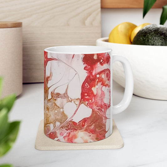 "Love" Fruit of the Spirit series - acrylic pour design - Abstract Art Ceramic Mug - Colorful Marble Design (11oz)