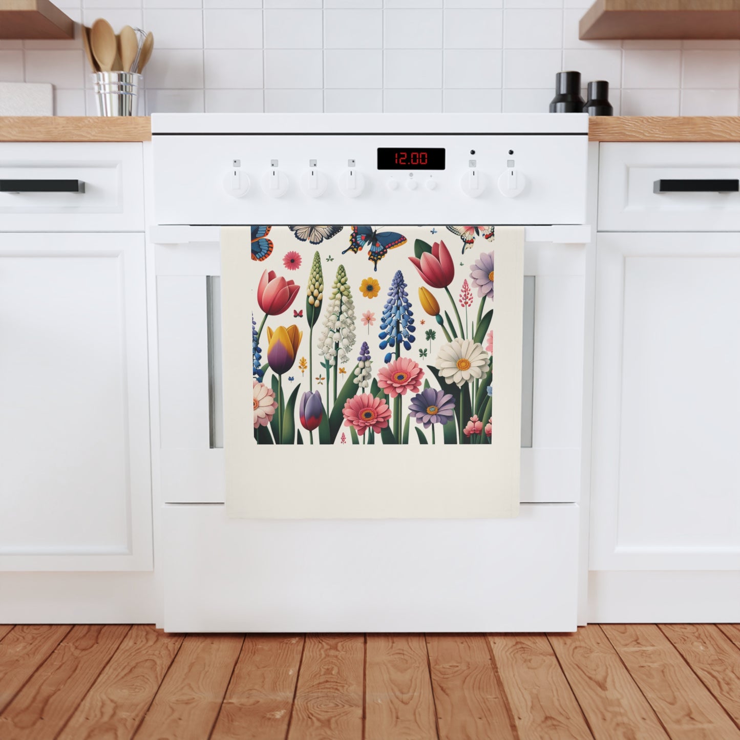 Floral Butterfly Cotton Tea Towel - Perfect for Spring Decor and Gifts