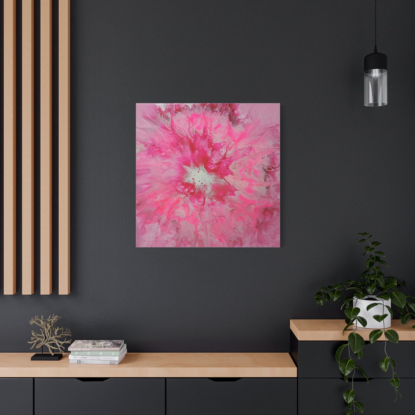 Pink Floral Explosion Matte Canvas Print — Abstract Flower Wall Art