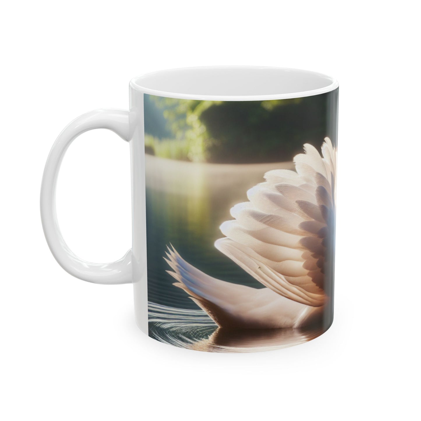 Swan Serenity Ceramic Mug — Peaceful Lake Morning Coffee Cup (11oz/15oz)