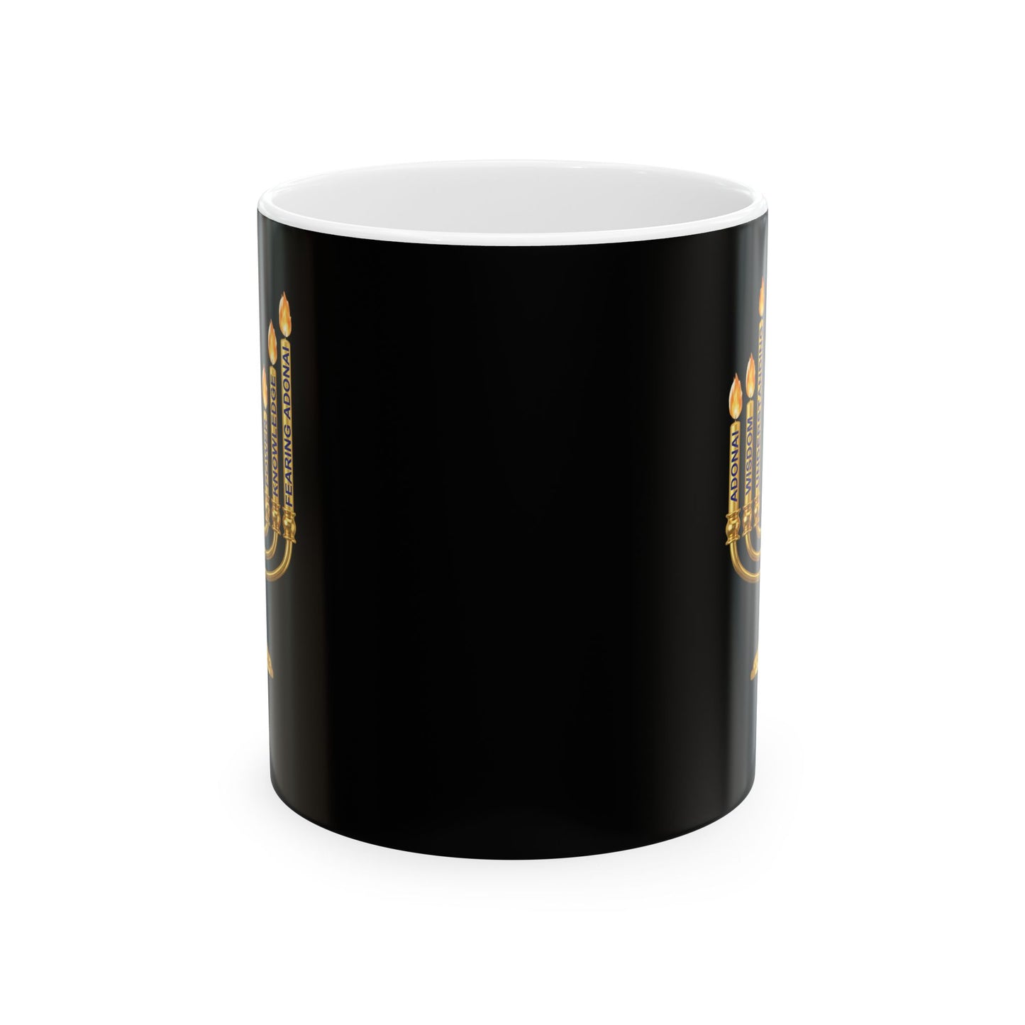 Ceramic Faith Inspired Mug — Metallic Gold Menorah Design (11oz, 15oz)