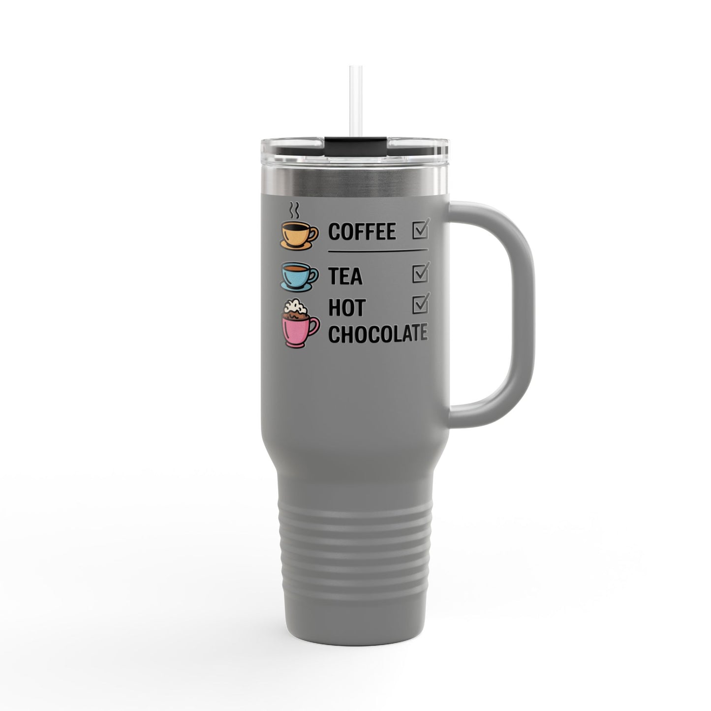 40oz Insulated Travel Mug - Coffee, Tea, Hot Chocolate Checklist - What is your favorite?