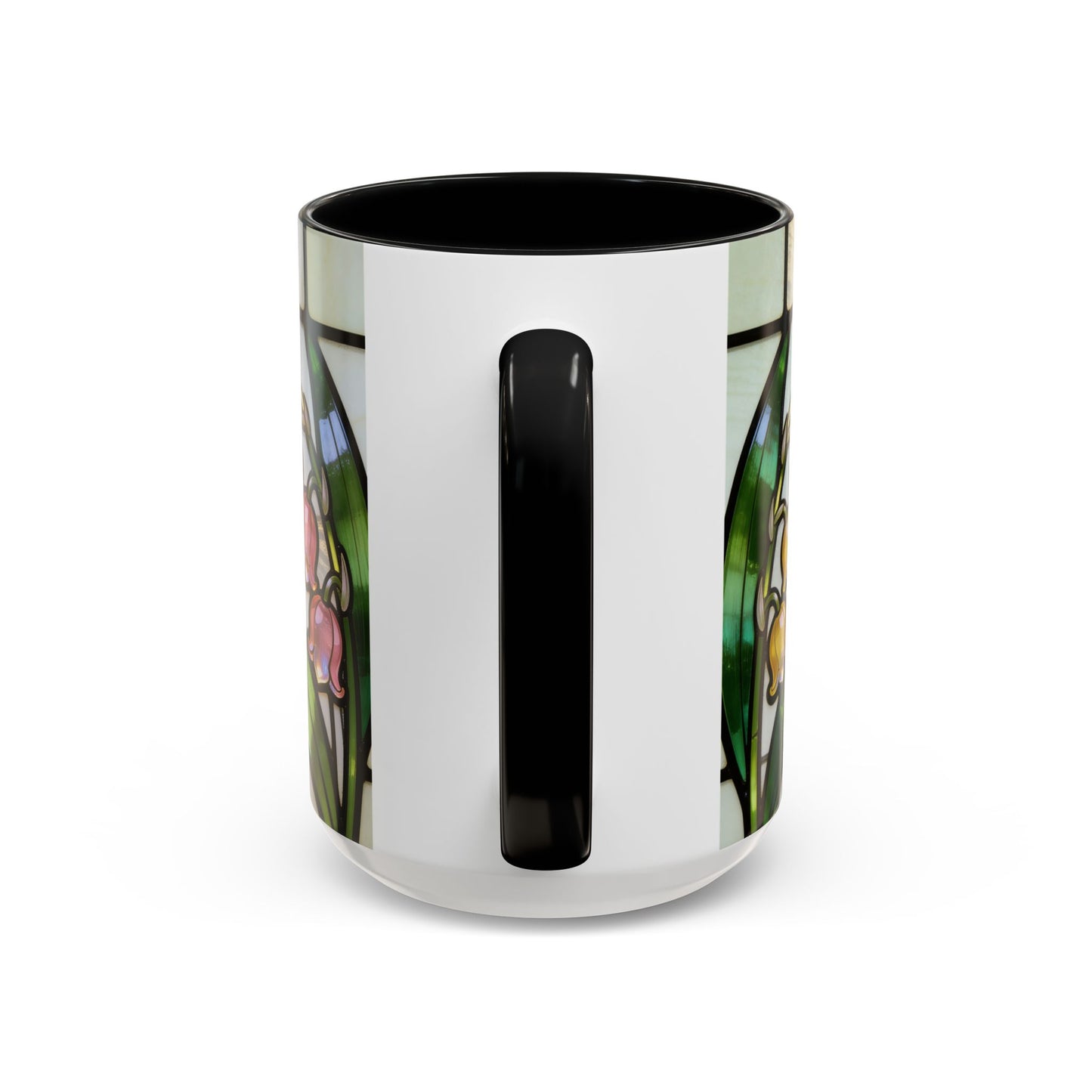 Stained Glass depiction of The Resurrected Tomb & Lily of the Valley Accent Coffee Mug — Christian Easter 11/15oz