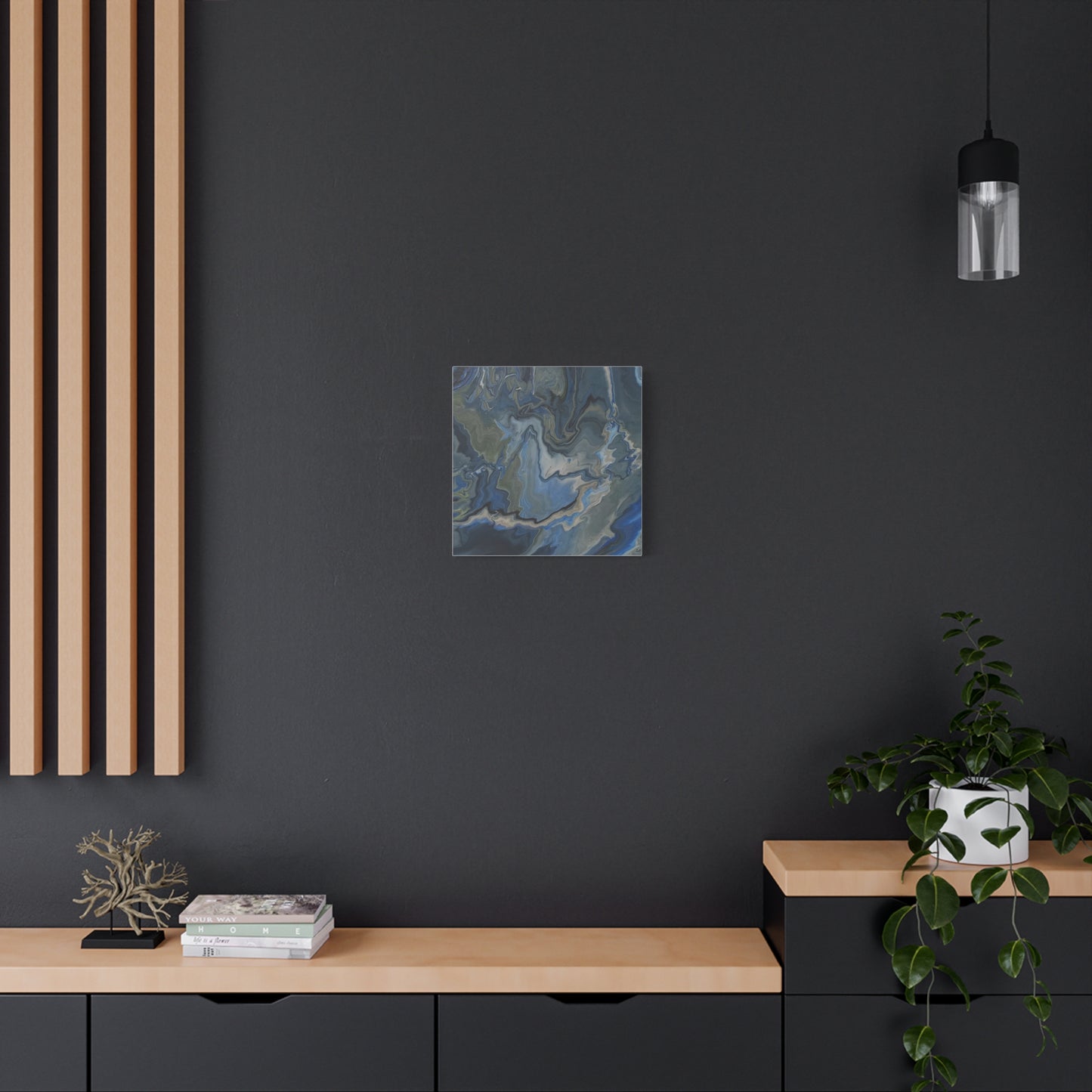 Blue Marble Abstract Matte Canvas Wall Art — Stretched 1.25"