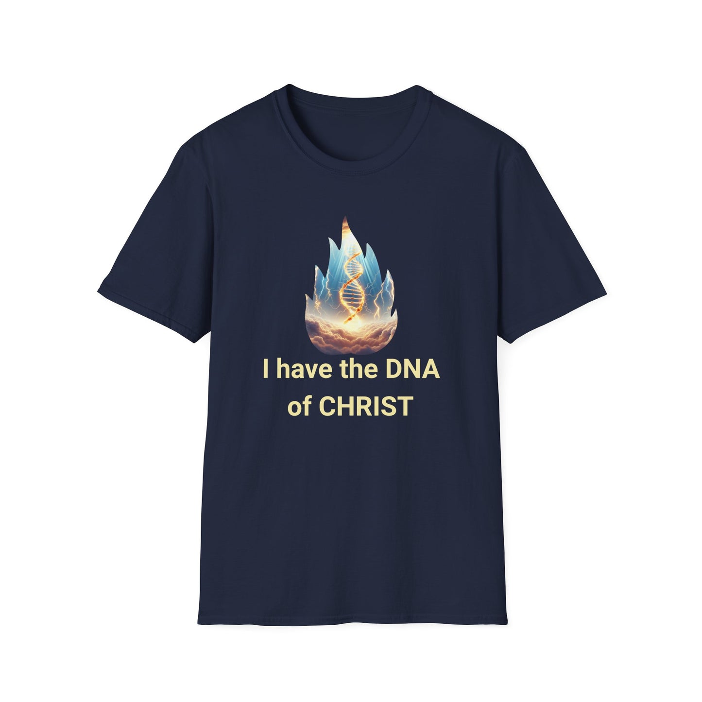 Christian Flame DNA T-Shirt — Faith & Science Inspired Graphic Tee, Unique Christian Gift
