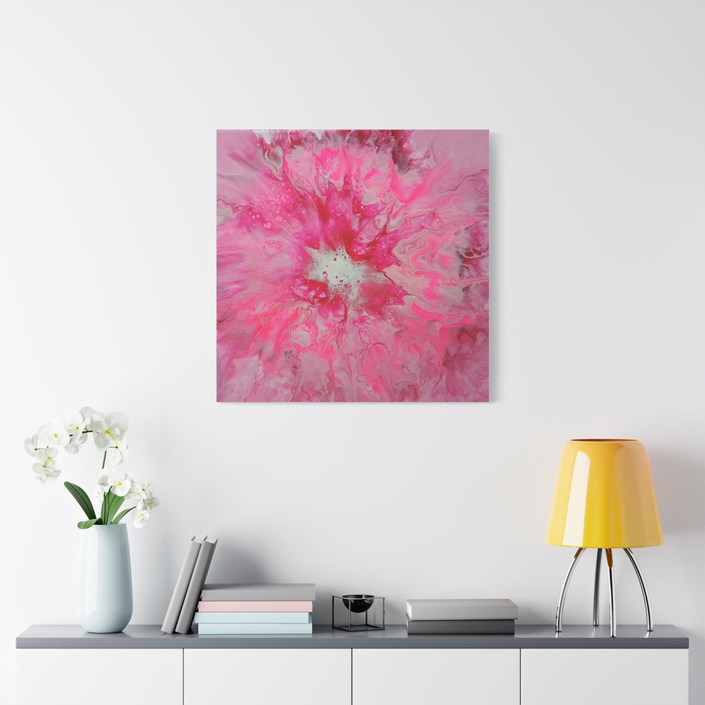Pink Floral Explosion Matte Canvas Print — Abstract Flower Wall Art