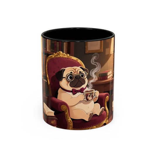 Pug in Armchair Coffee Mug — Cozy Literary Tea & Coffee Cup (11/15oz)