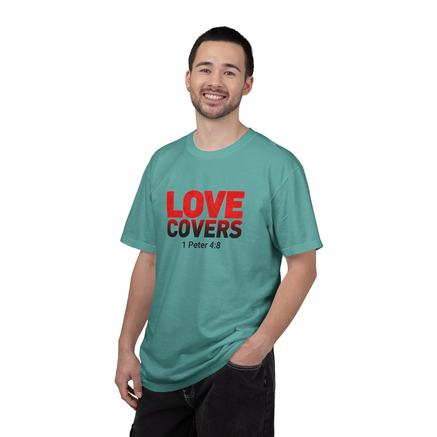 Love Covers T-Shirt — 1 Peter 4:8 Faith Tee