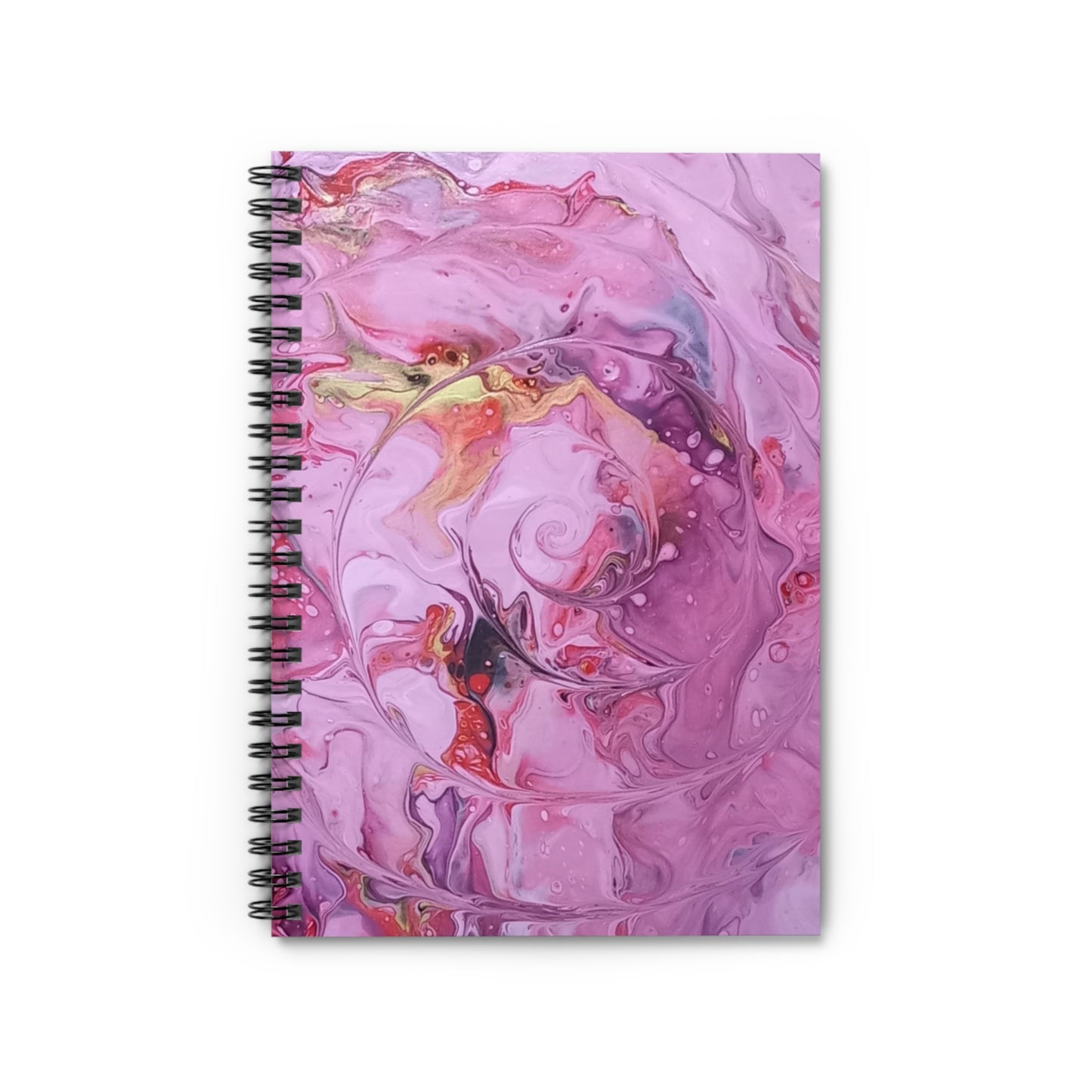 Pink Acrylic Pouring Painting Spiral Notebook - Ruled Line
