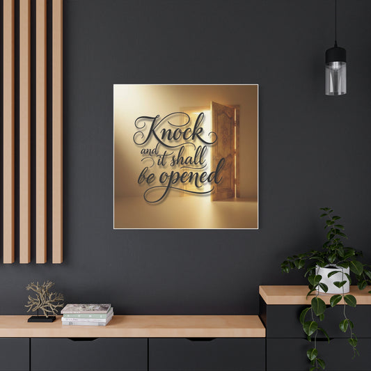 'Knock and It Shall Be Opened' Canvas Wall Art — Christian Scripture Decor, New Home Gift
