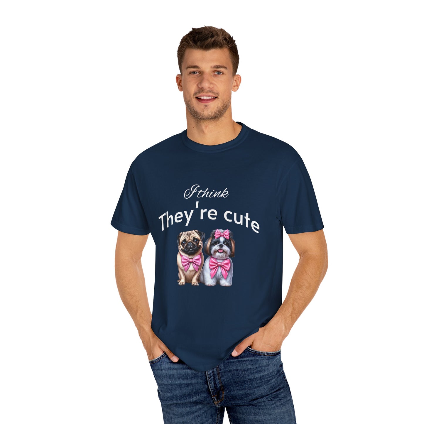 I think they're cute - an adorable pug and a  cute shih tzu toy dog -  Unisex T-Shirt -  Nature Art Tee