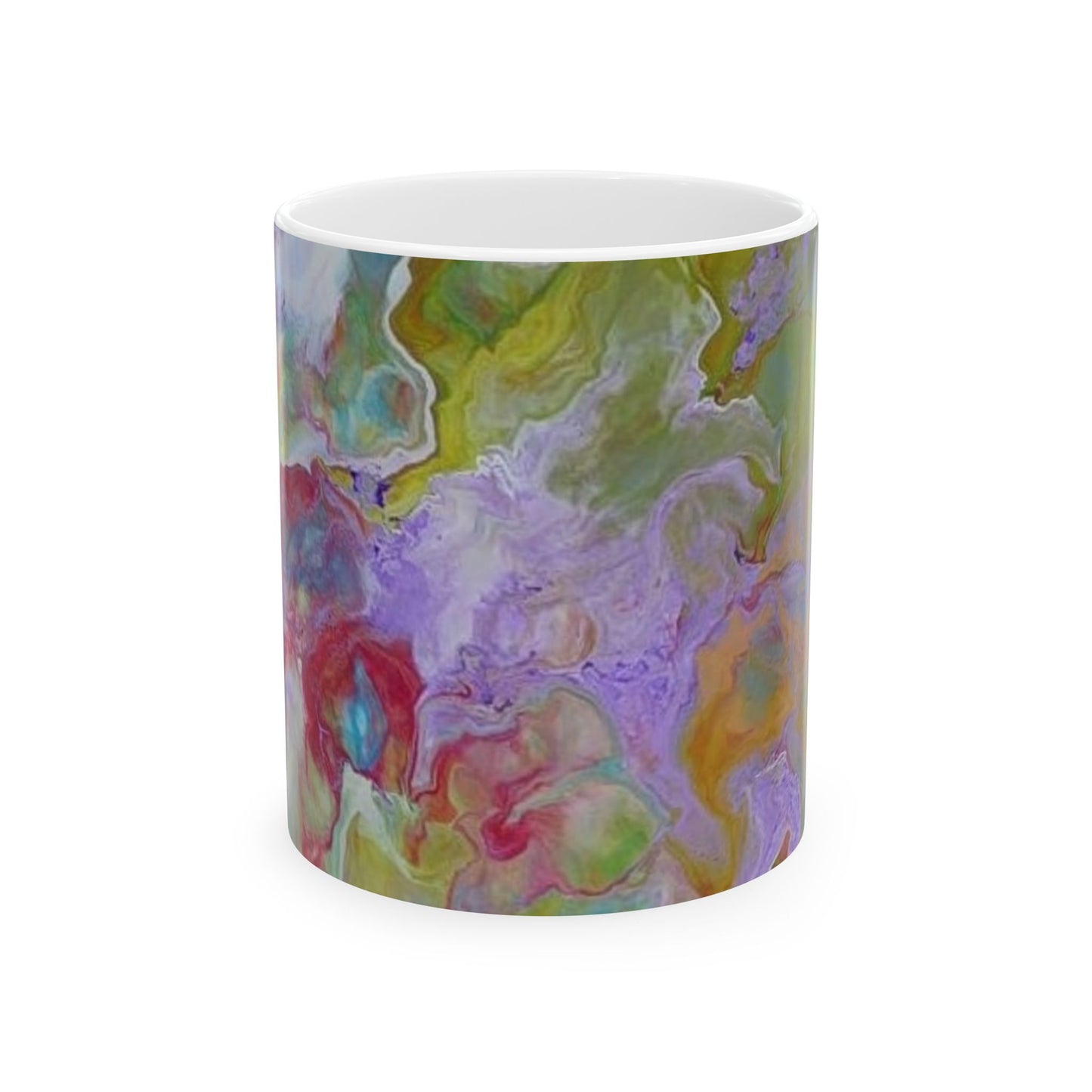 Acrylic pour design - Colorful Abstract Ceramic Mug - 11oz, Perfect for Hot Chocolate & Coffee Lovers