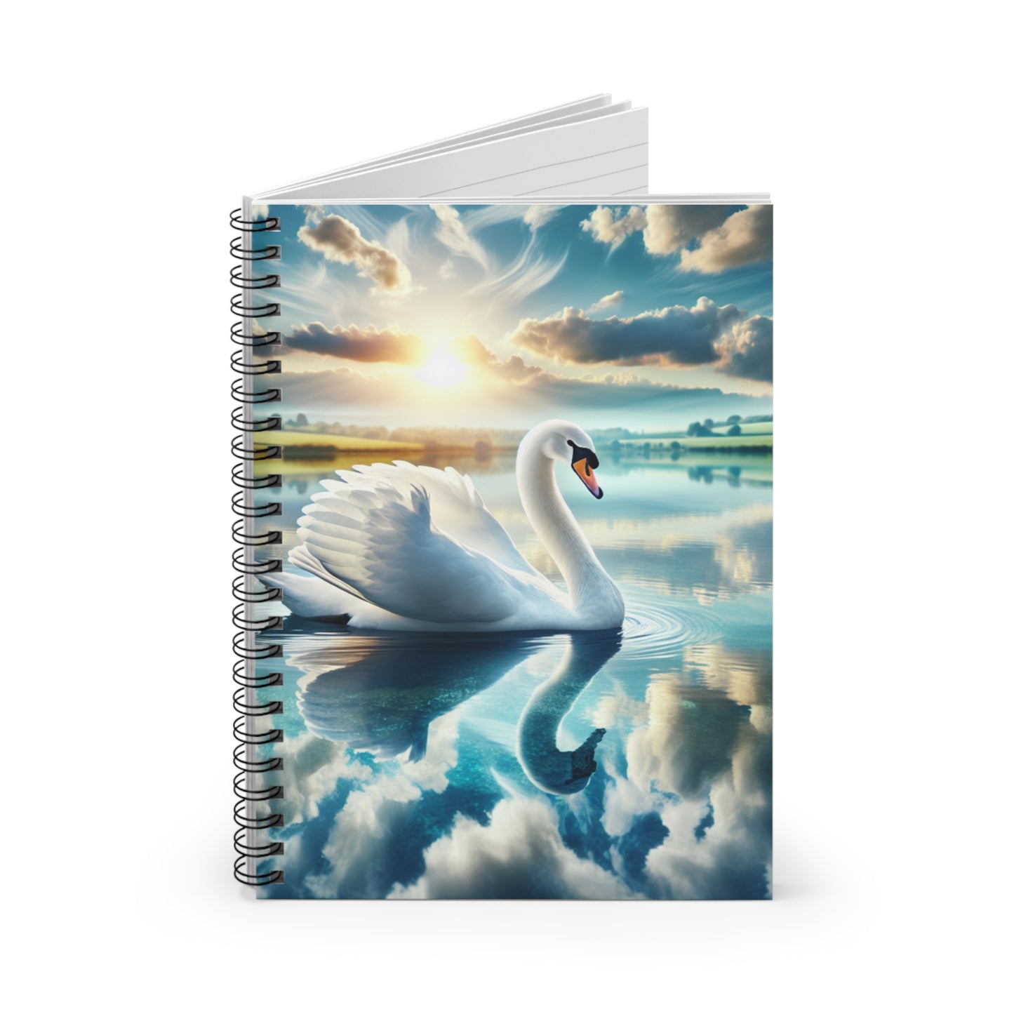 Ethereal Swan Spiral Notebook - Inspiring Ruled Lines for Dreamers