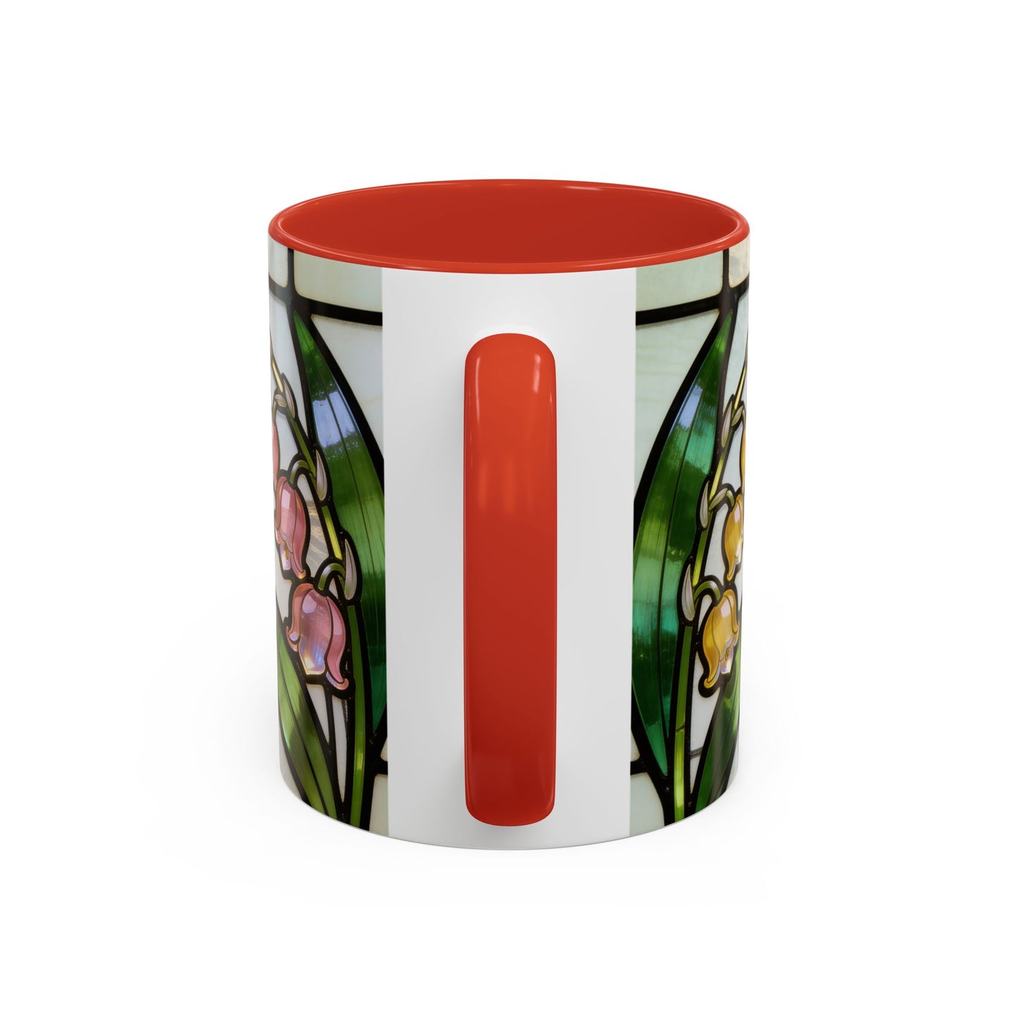 Stained Glass depiction of The Resurrected Tomb & Lily of the Valley Accent Coffee Mug — Christian Easter 11/15oz