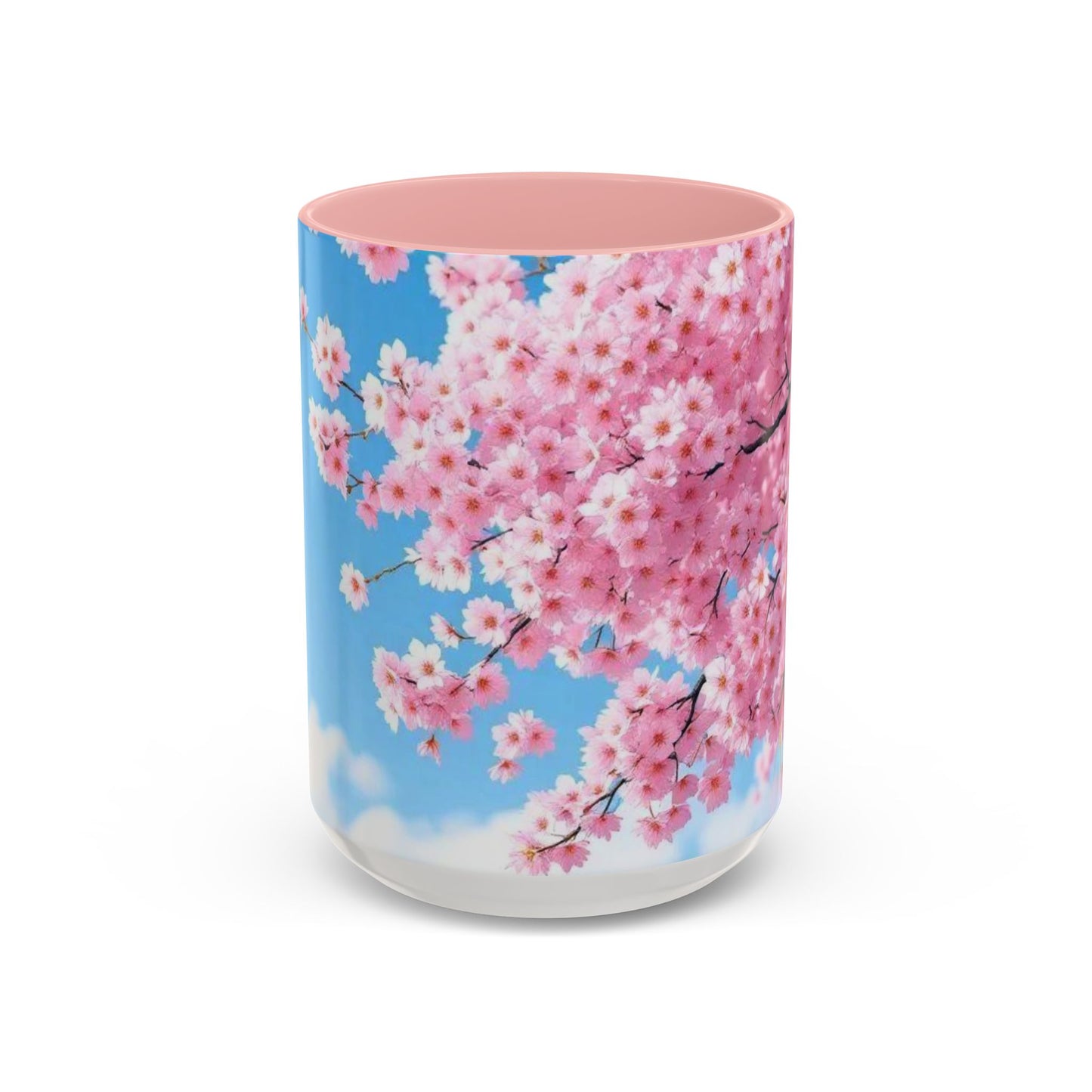 Cherry Blossom Accent Coffee Mug – Pink Sakura Floral 11/15oz