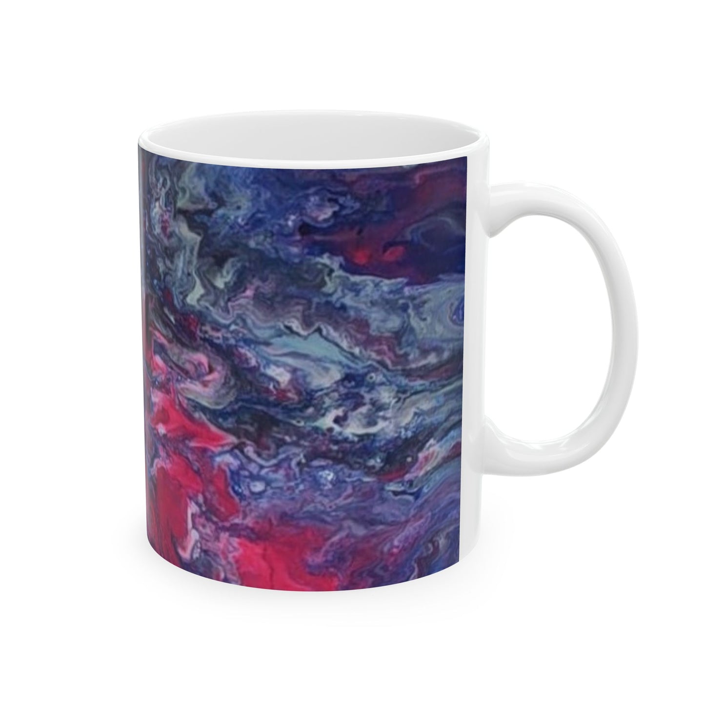 Acrylice pour design - Artistic Abstract Ceramic Mug - Unique Colorful Design (11oz)