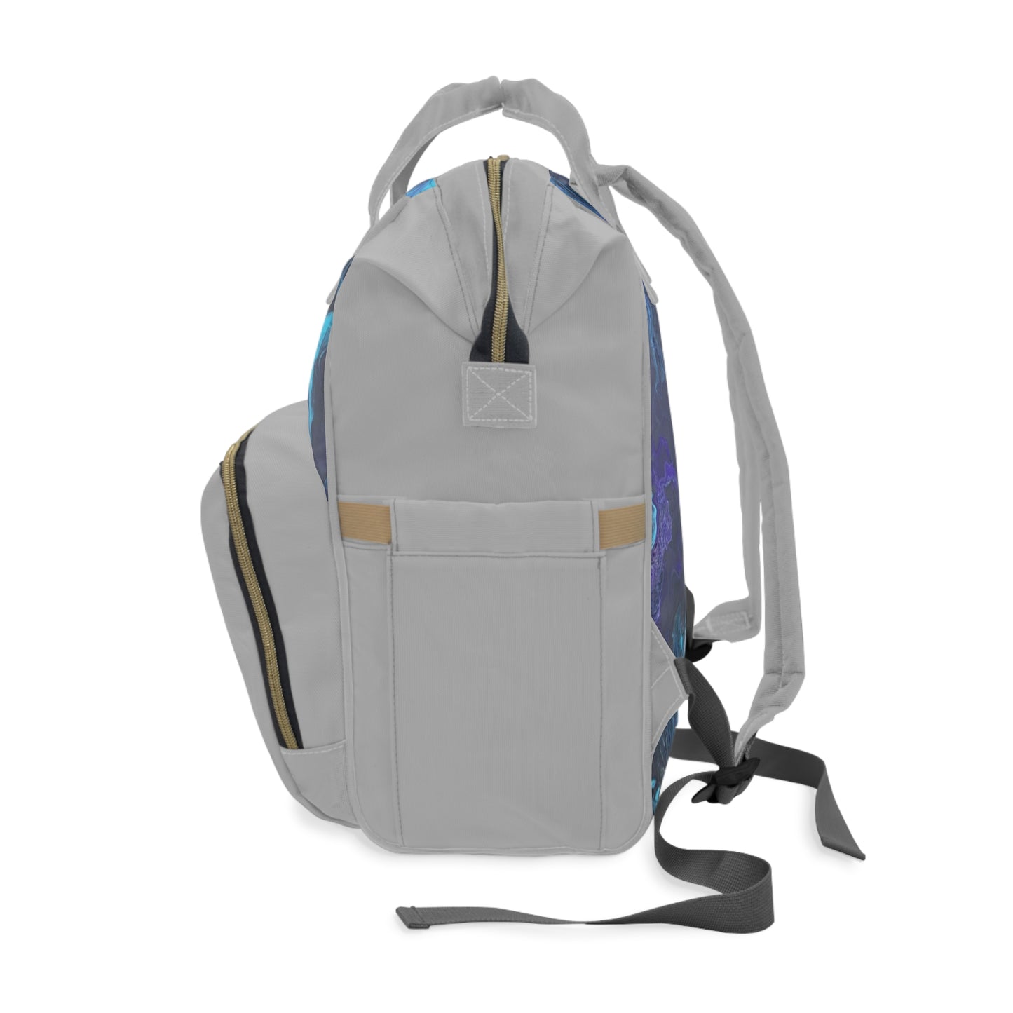 Acrylic Pouring Art Diaper Backpack — Cool Colors Design, Multifunctional Baby Bag & Mom Gift