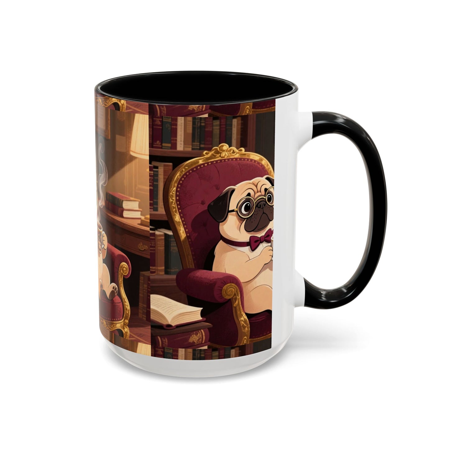 Pug in Armchair Coffee Mug — Cozy Literary Tea & Coffee Cup (11/15oz)