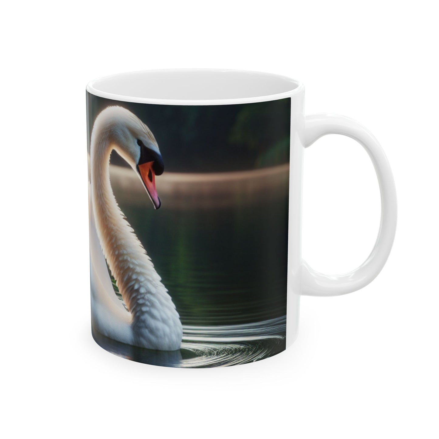 Swan Serenity Ceramic Mug — Peaceful Lake Morning Coffee Cup (11oz/15oz)